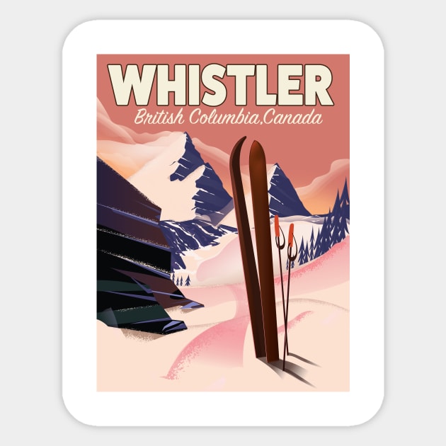 Whistler Ski travel poster Sticker by nickemporium1